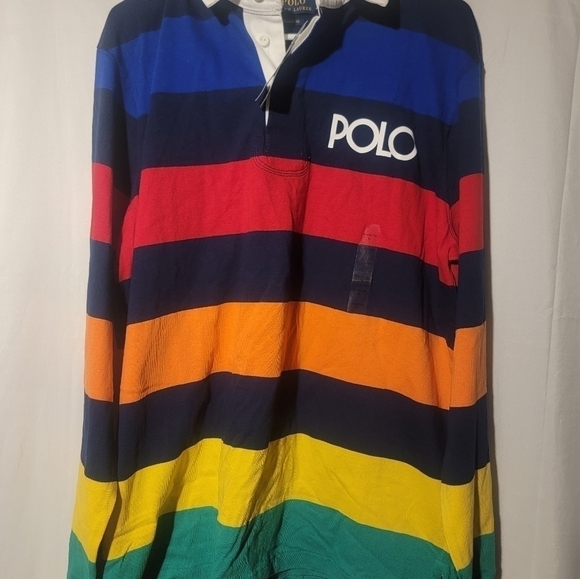 Polo Ralph Lauren Other - POLO RALPH LAUREN CLASSIC FIT RAINBOW STRIPED Mens Large JERSEY RUGBY SHIRT